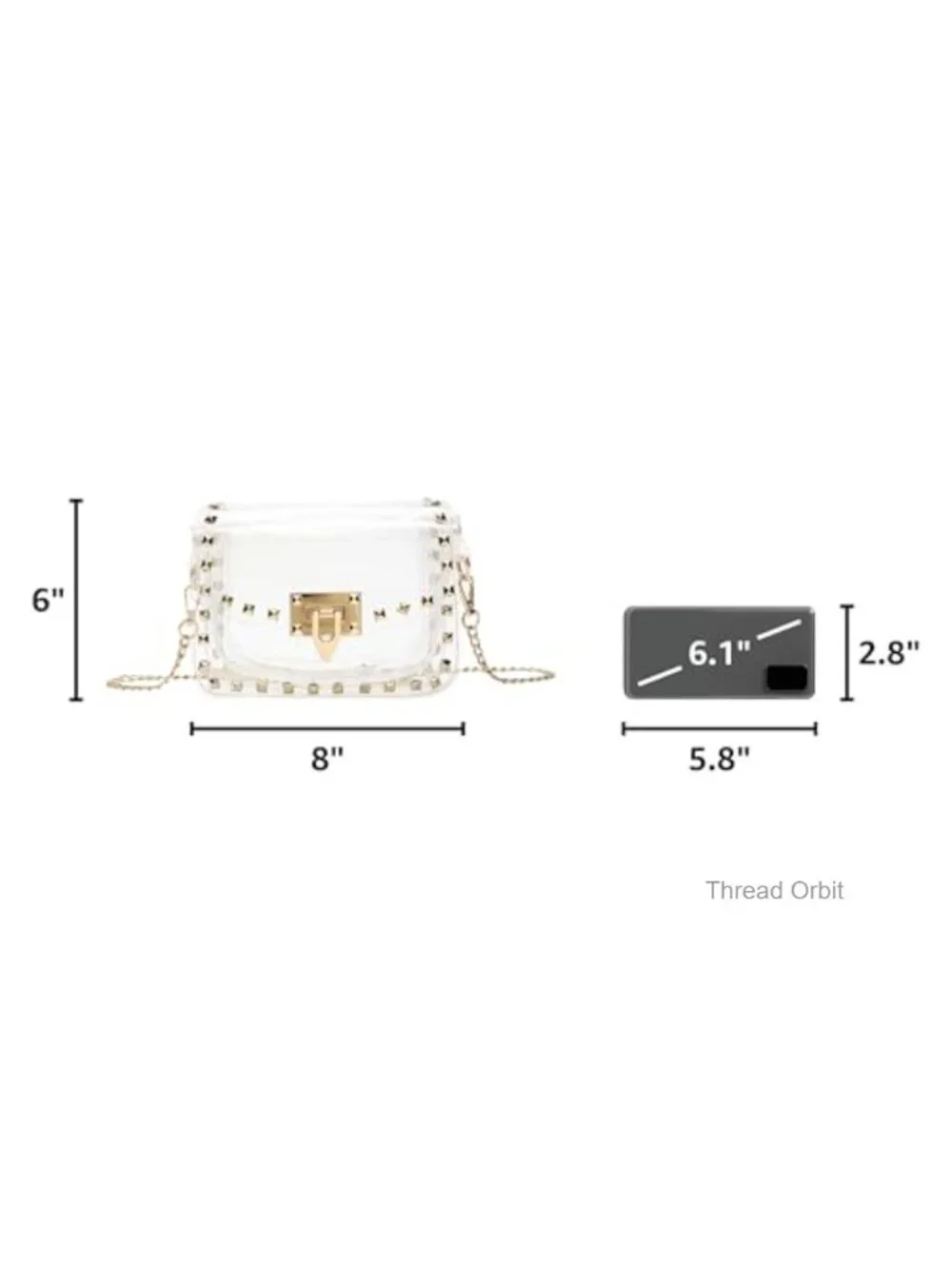 Clear Crossbody Clutch Purse for Stadium Events Concert Festival with Rivet